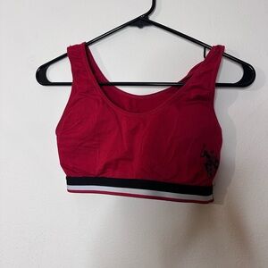 U.S. Polo Assn. Red Sports Bra with Black and White Trim